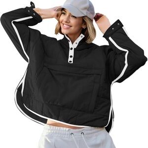 Black and White Pullover Puffer Jacket
